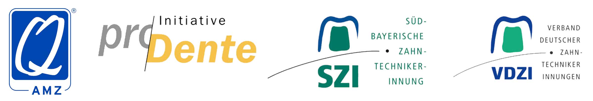 Logos von AMZ, ProDente,  SZI und VDZI